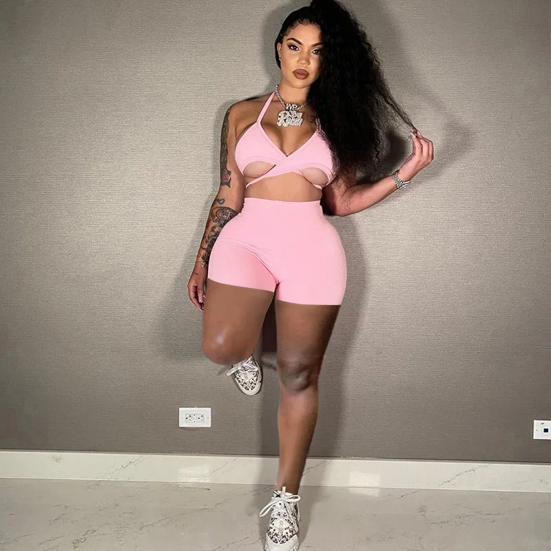 

Women's 2021 summer new product sexy low-cut camisole casual sports shorts suit