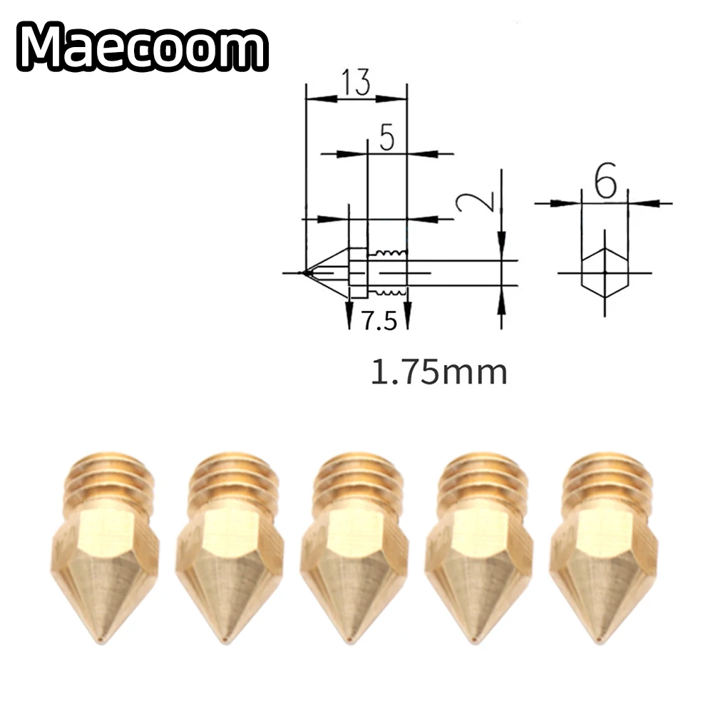 10pcs 3D Printer Nozzles MK8 Brass Nozzle M6 Threaded Extruder Print Head 1.75mm for A8 Creality CR-10 Ender 3v2 | Компьютеры и офис