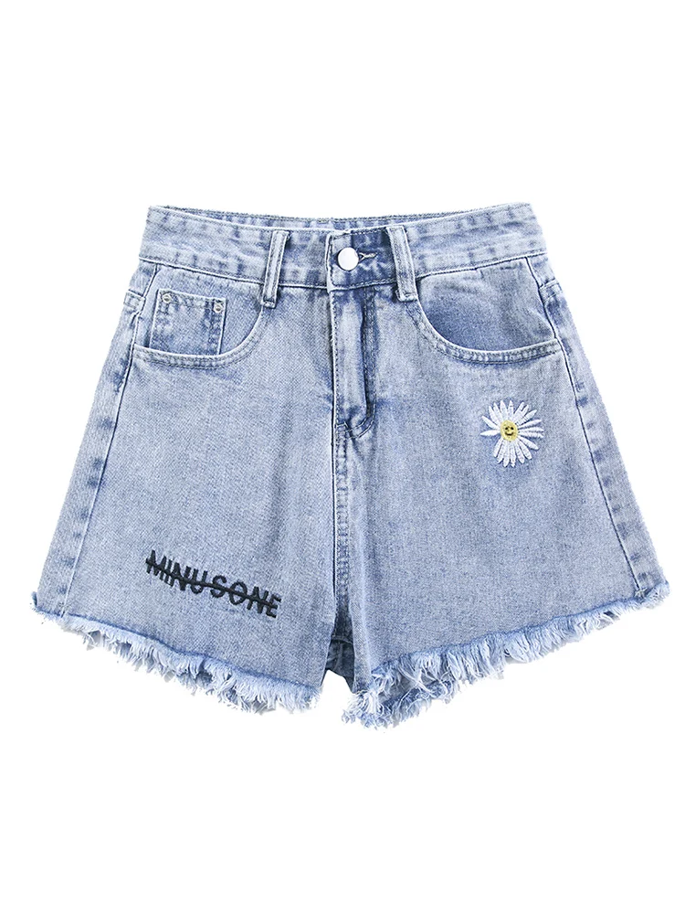 

Denim shorts women's summer 2021 new high waisted Daisy thin A-line Wide Leg Jeans