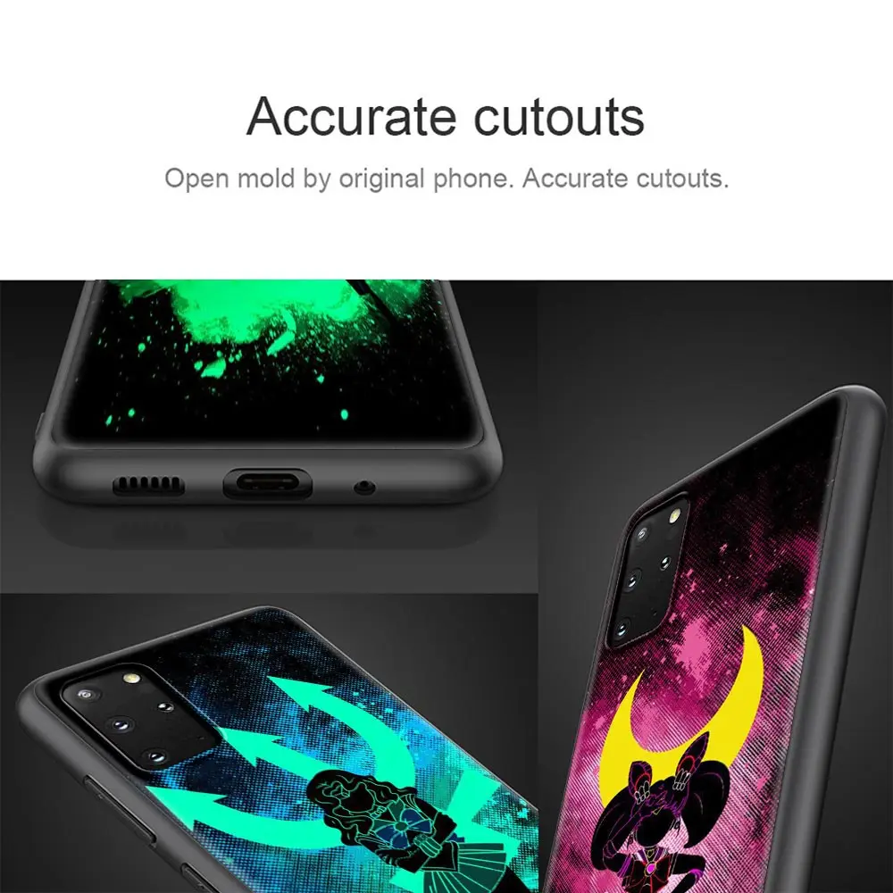 

Glow Sailor Moon Anime Case For Samsung Galaxy S20 FE S10 Plus S20 Ultra 5G S8 S9 Plus S10e A51 A71 Soft Black Shell Cover