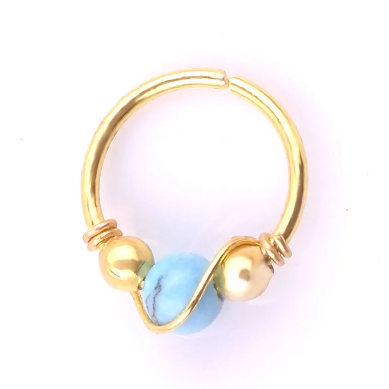 Камень Бохо кольцо для носа из нержавеющей стали ноздри пирсинг серьги хип хоп