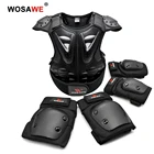 Детский комплект защитного снаряжения WOSAWE, бронированный жилет для мотоцикла и велосипеда, наколенники, налокотники, роликовые коньки, скейтборд, защитная нагрудная защита для спины