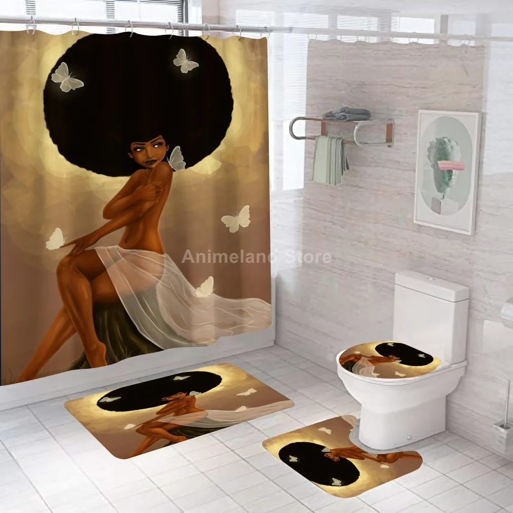 Африканская красавица Girls занавеска для душа ванной комнаты наборы коврик