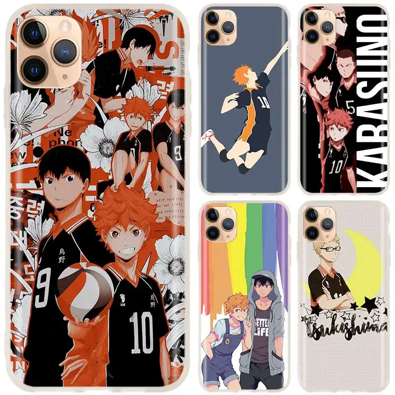Мягкий чехол для iPhone 12 11 Pro X XS Max XR 8 7 6 Plus 5s SE 2020 S 1 Mini Cover Haikyuu Hinata Аниме атаки |
