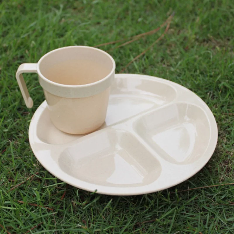 

Outdoor Tableware Kit Lightweight Portable Reusable Food Grade Bowl Plate Cup Spoon Fork Set