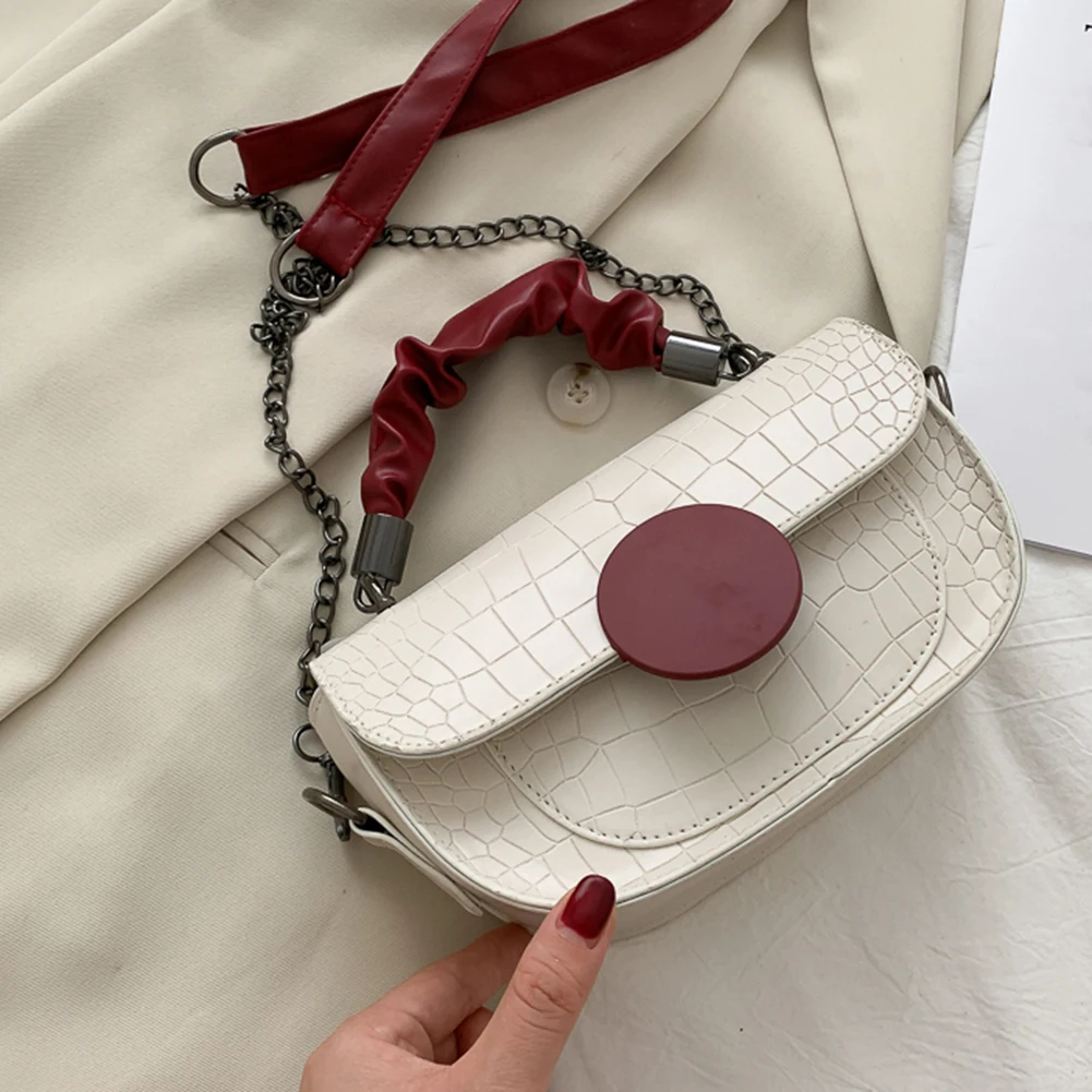 

Fashion Alligator PU Women Handbag Semicircle Pleated Handle Totes Crossbody Bag Popular Simple Female Daily Bag