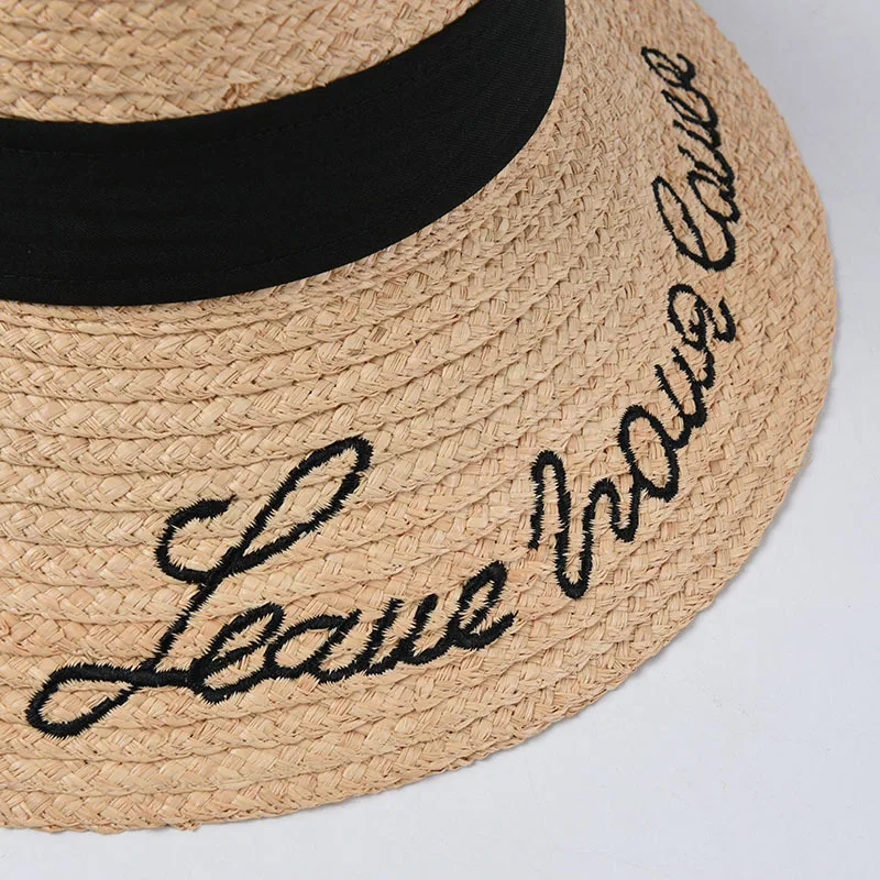 Шляпа от солнца USPOP из рафии с вышивкой модная пляжная Соломенная Панама широкими