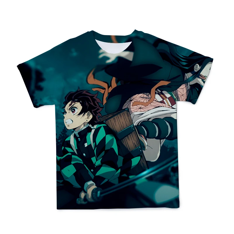 

2021 Summer New 3D T-shirt Demon Slayer Nezuko Costume Men Women Children Short Sleeve Tee Fashion Casual Boys Girls Streetwear