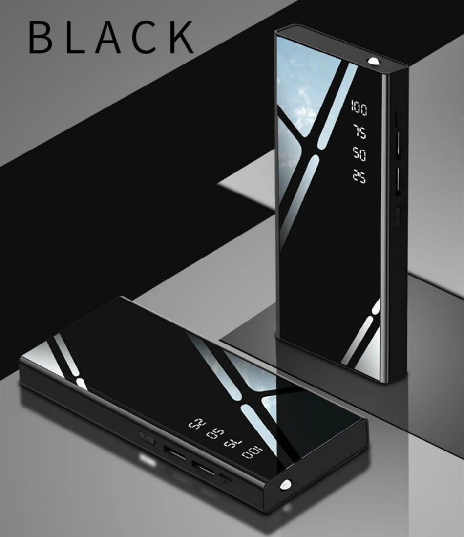 30000 зеркало power Bank для iPhone samsung Xiaomi Внешняя батарея 2 USB power Bank портативное зарядное устройство для мобильного телефона power Bank