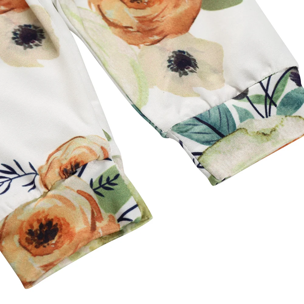 Желтый наряд Одежда для новорожденных девочек толстовки с цветочным принтом на