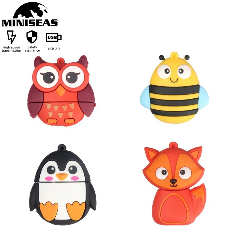 Usb флеш-накопитель Miniseas Сова пчела Пингвин лиса 64 МБ 512 32 Гб карта памяти флешка 2 0