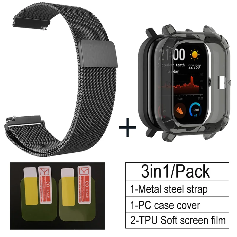 3в1 Для Amazfit GTS ремешок+ ТПУ чехол для Huami Amazfit gts Smartwatch Защитная пленка для экрана браслет ремешок на запястье