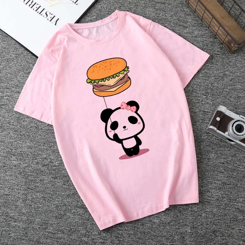 Kawaii милый мультфильм панда принт модные летние футболки женская одежда Harajuku Ullzang