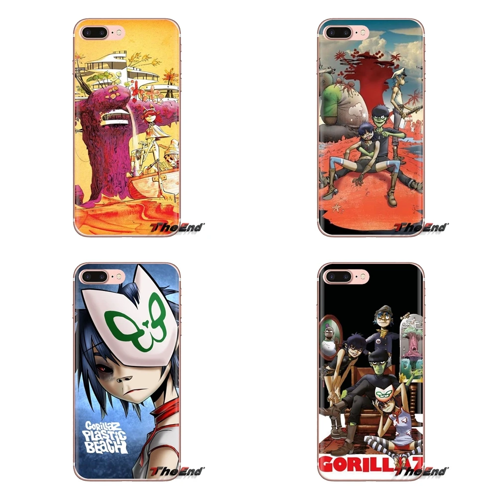 Мягкий ТПУ чехол для телефона iPhone XS Max XR X 4 4S 5 5S 5C SE 6 6S 7 8 плюс samsung Galaxy J1 J3 J5 J7 A3 A5 Gorillaz