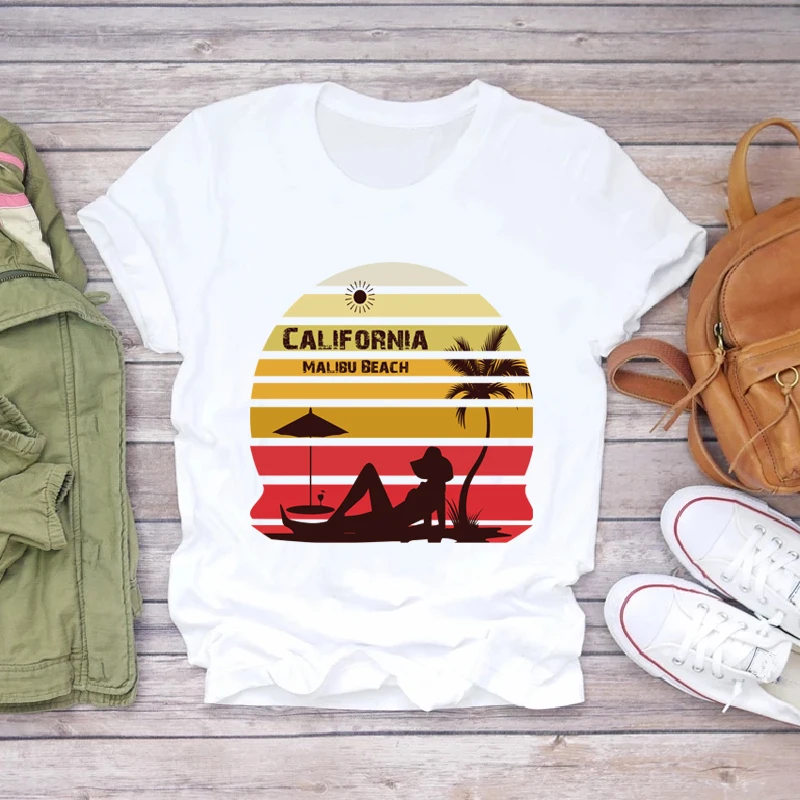

Summer Surfing Beach Printed Tshirts Short Sleeve Top Tee T Shirts for Women Casual Streetwear Harajuku Shirt Mujer Camisetas