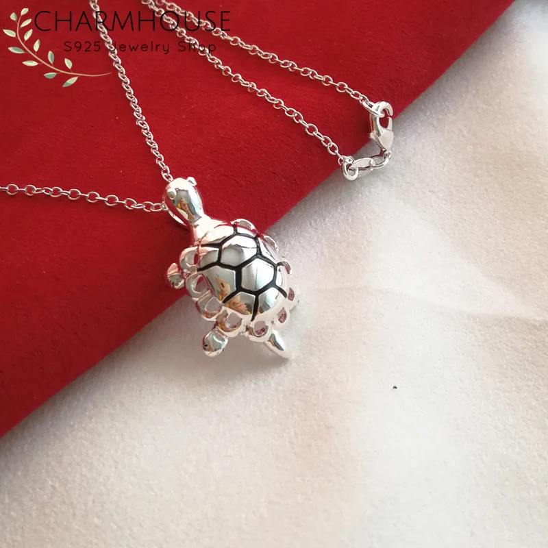 

Silver 925 Jewelry Turtle Pendant Necklaces For Women Collier Femme Choker Wedding Bridal Jewelry Bijoux Birthday Gifts
