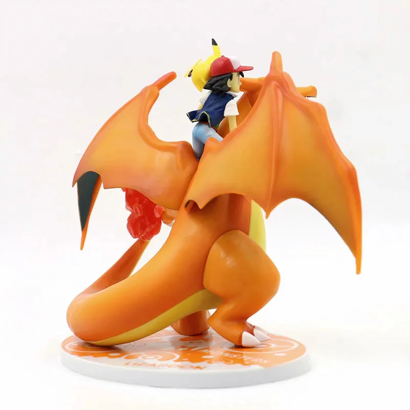 

Hot Cartoon Toys Ash Ketchum with Mega Charizard Action Figure Toys Anime Pokemoned Charizard Model Figure Toys Gifts for Kids
