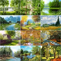 chenistory paint by number tree landscape drawing on canvas handpainted painting art gift pictures by number spring scenery kits