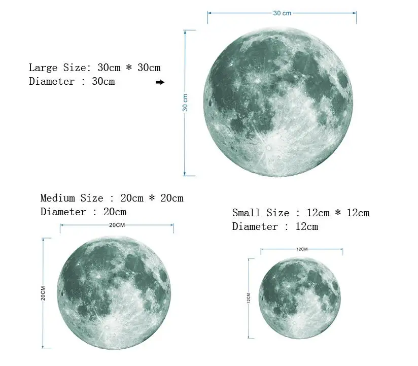 3D флуоресцентные наклейки на стену с большой луной светится в темноте аксессуары