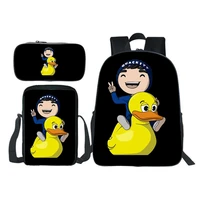 quackity backpack 3pcs set pencil case shoulder bag children bookbag boy girl bag teen fashion rucksack kids back to school gift