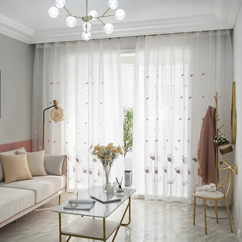 Прозрачный оконный экран с шестью лепестками и цветочной вышивкой в японском