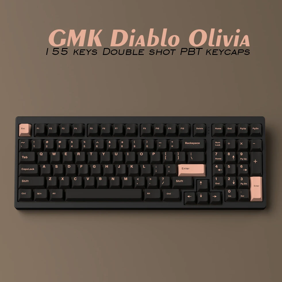 155 Keys DOUBLE SHOT Cherry Profile Diablo Olivia PBT Keycap Thick For Filco CHERRY Ducky iKBC Mechanical Gaming Keyboard