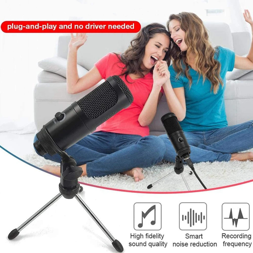 Металлический конденсаторный USB-микрофон для записи микрофон ноутбука на Windows