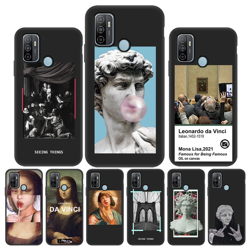 

For OPPO Reno 5 Pro Case Mona Lisa Phone Case Cover For OPPO Reno 5 Pro 4 3 Reno Ace 2 Z Cases Reno4 Pro Soft Protective Fundas