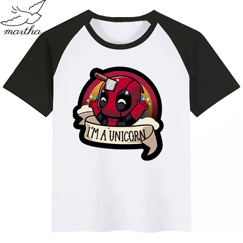 Deadpool/Детская футболка с принтом я Единорог летние топы для мальчиков и девочек