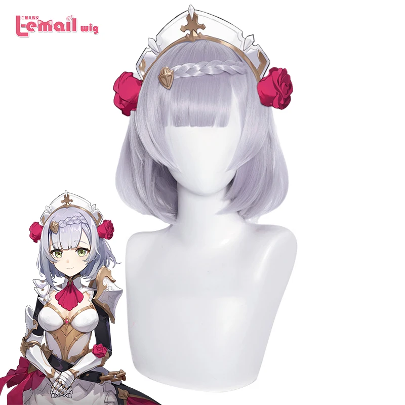 

L-email wig Genshin Impact Noelle Cosplay Wig Game Noelle Cosplay Sliver Purple Braid Wig Synthetic Hair Heat Resistant