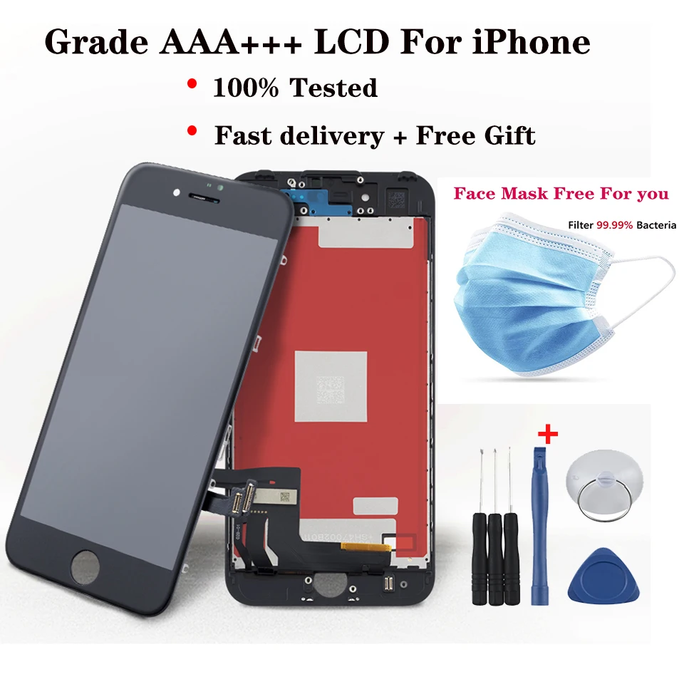 ЖК дисплей AAA + для iPhone 6s 6 7p 8 Plus дигитайзер сенсорного экрана с высоким пикселем X XR