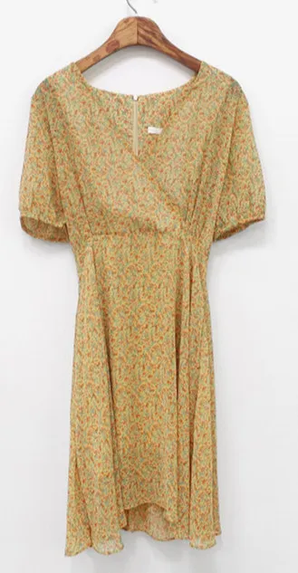 Женское летнее шифоновое платье с коротким рукавом и принтом|Женские платья| |