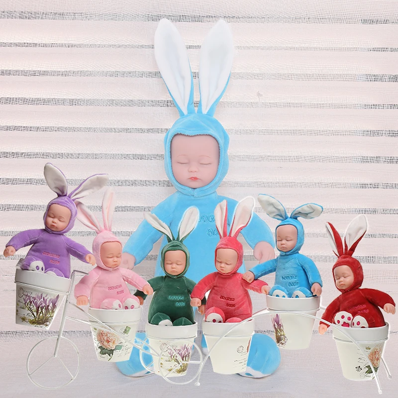 

Sleeping Plush Rabbit Dolls 25CM Animal Baby Toys For Girls Soft Silicone Reborn Bebe Toy Plush Body Babies Kids Doll Toy Gifts