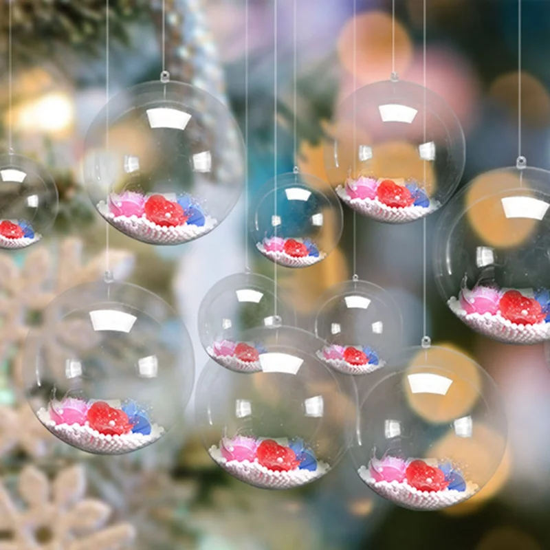 

Christmas Tress Decorations Ball Transparent Open Plastic Clear Ornament Christmas Tree Decorations Xmas Supplies Feather Rose