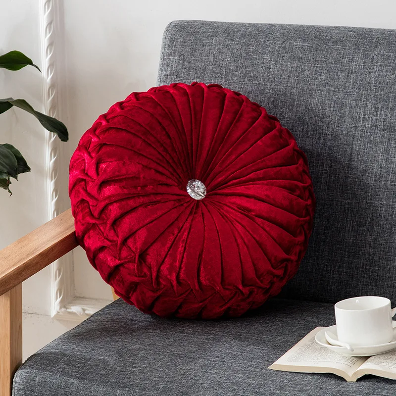 

7 Pastoral Style Pumpkin Round Seat Cushion/Back Cushion or As Sofa Pillow Velvet Fabric 35x35cm 9 Colors