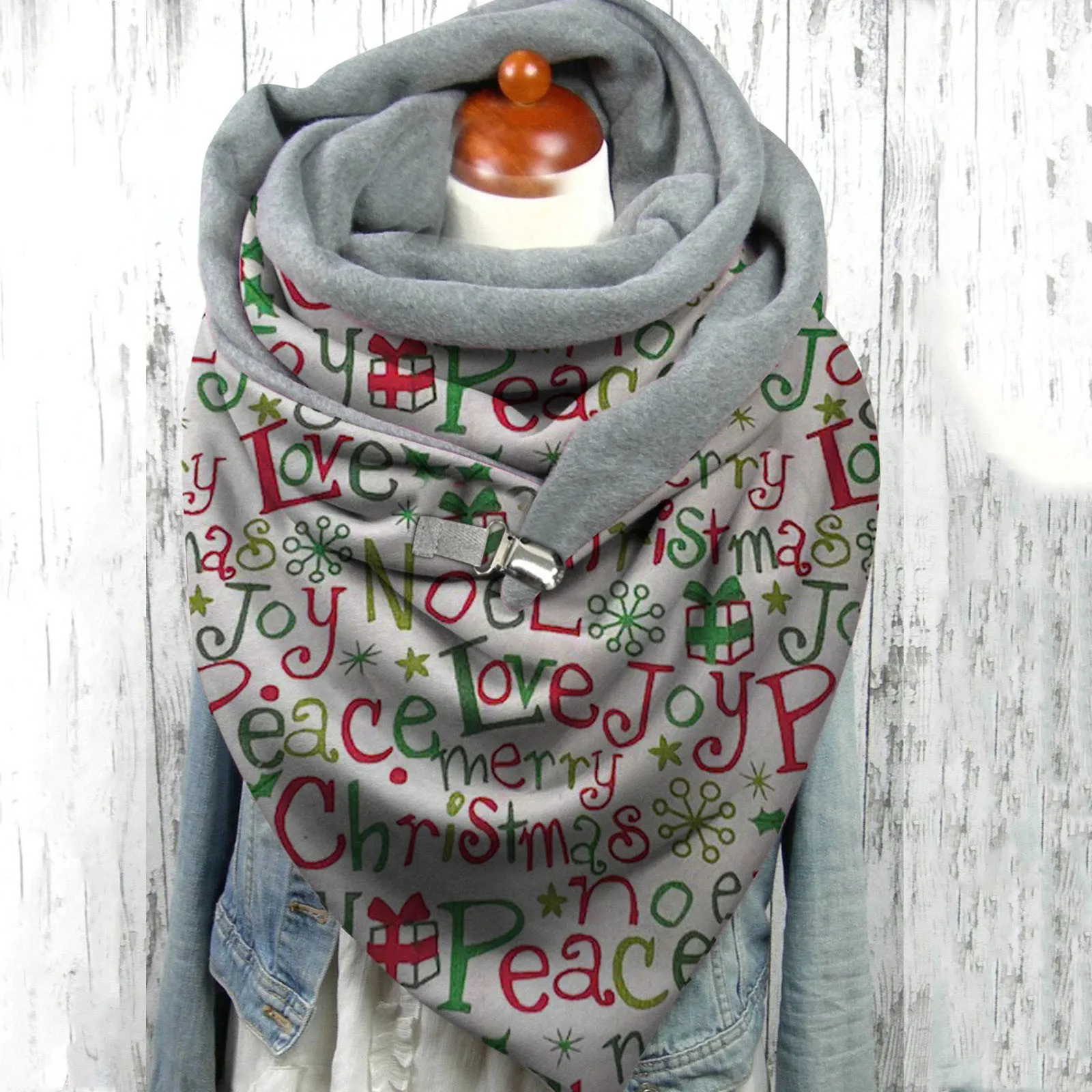 

Рождественский шарф, шали, женский теплый зимний женский шарф на пуговицах с рождественским принтом, шарфы, шаль, бандана для женщин, Новинк...