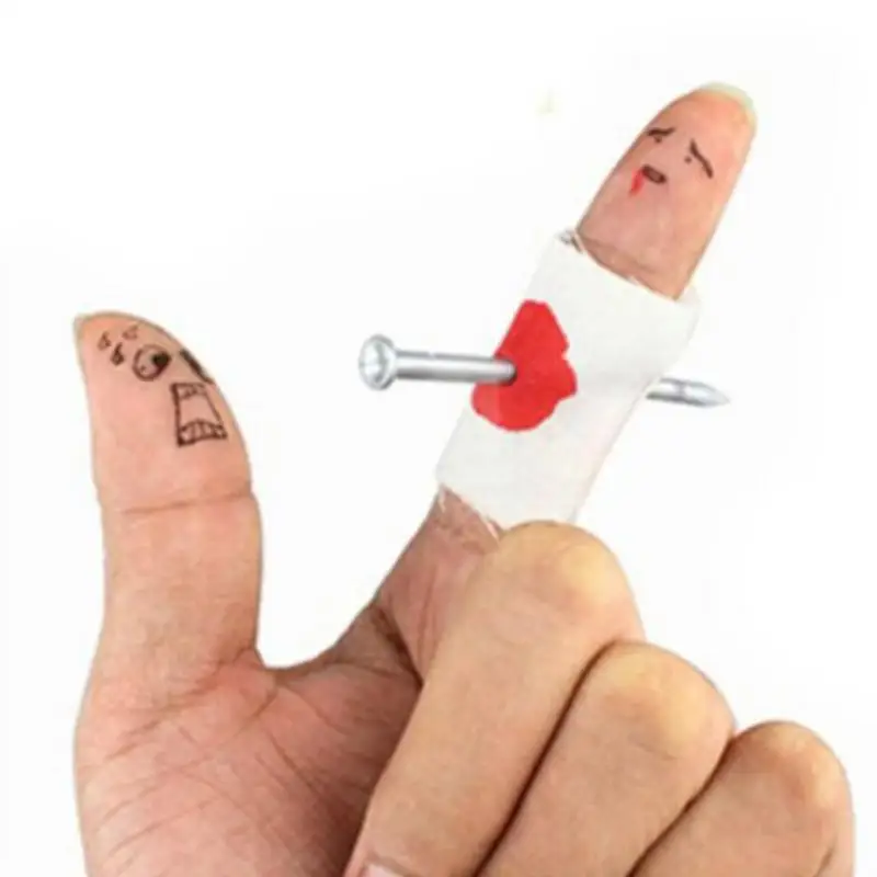 5pcs Nail Through Finger With Bandage Fake Bloody Novelty Fancy Dress Prank Party Thru Thumb Gauze Halloween | Игрушки и хобби