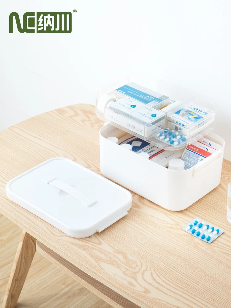 Family portable first-aid multi-layer medicine box storage children size large capacity layered | Дом и сад