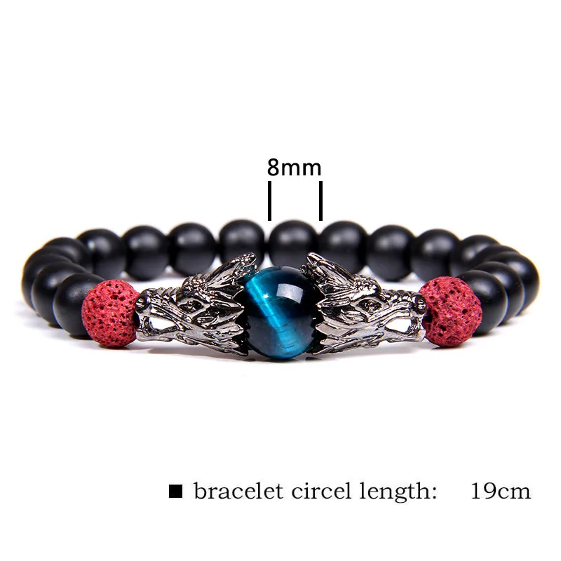 Браслет "тигровый глаз" для женщин Pulseira Masculina мужские ювелирные изделия дракон Bileklik Pulseira 8 мм каменные бусины эластичные мужские браслеты