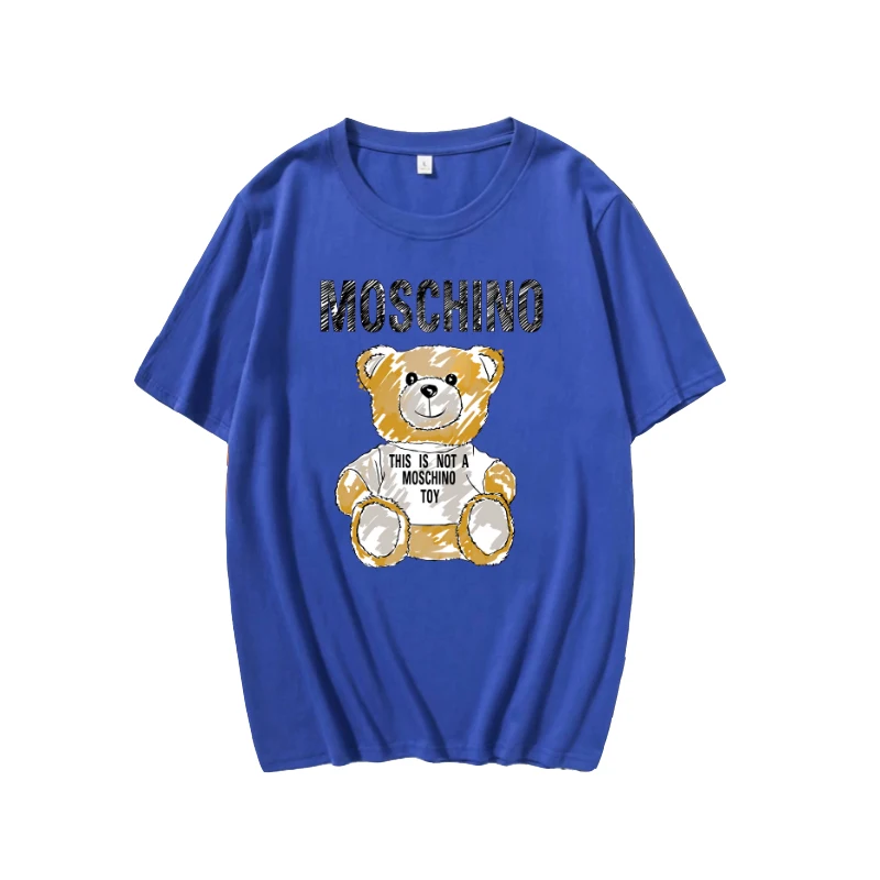 

High Quality T-Shirt Casual O-Neck Men's T-Shirts / Casual Women's T-Shirt 2021 HD Printed Letter Teddy Bear Fashion Women Top