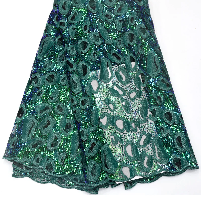 Green lace Африканское свадебное платье кружевная ткань полиэстер французский Тюль Кружева пайетки женское платье кружевной материал высокое качество Африканские кружева - Цвет: Green lace