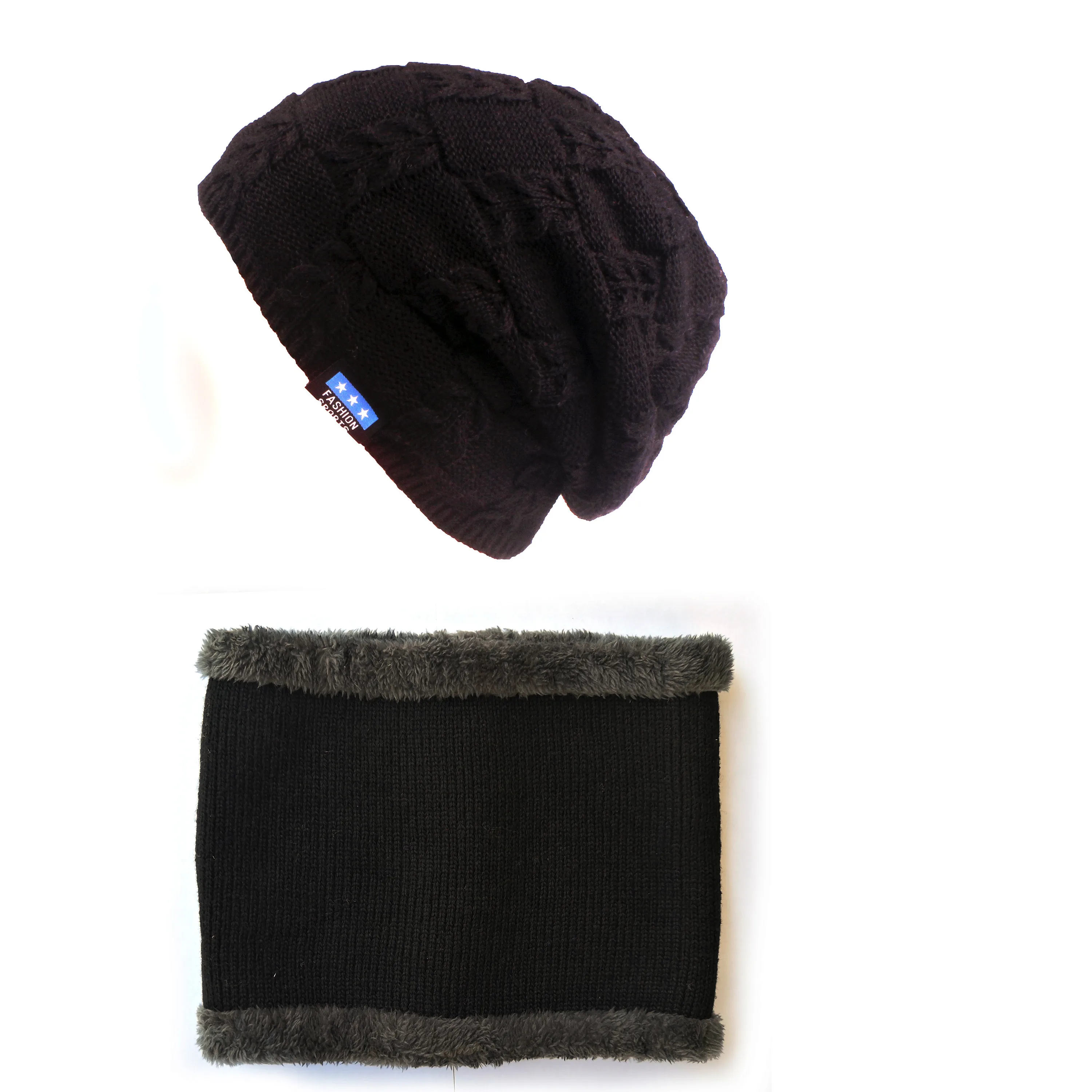 hat scarf set black Xthree мужские шапочки зимний трикотажный свитер шапка шарф с подкладкой шерсть мужские шапочки зимние шапки для мужчин шапочки шапки - Цвет: hat scarf set black