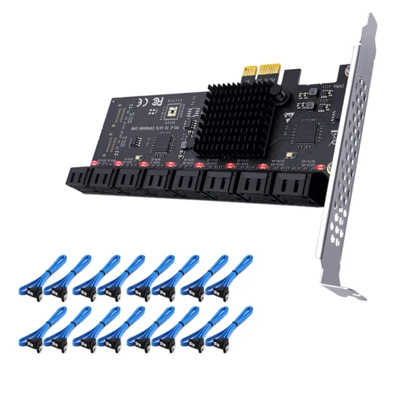 16 Port SATA 6Gbps PCI Express Controller Card PCI-E 1X to III Adapter/Converter PCIe Riser Expansion Adapter Board | Компьютеры и