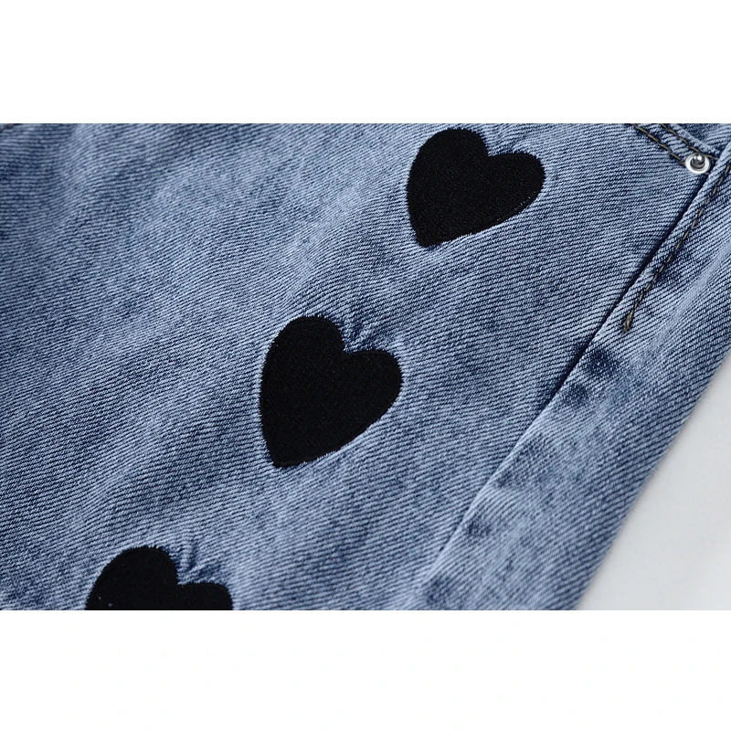 

2021 Summer New Love Graphic Shorts Denim Pants Or Crop Jeans Women Streetwear Retro Y2K High Waist Tide Elegant Ulzzang Clothes