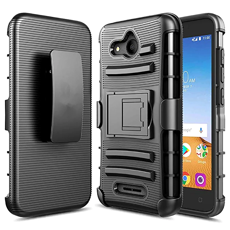 

3 в 1 армированный противоударный чехол для Alcatel 1X Evolve 3 7 Alcatel Tetra чехол с зажимом для ремня kickstand полная защита