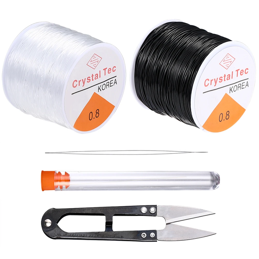 50M Black & Clear Crystal поделки из бисера Стрейчевые шнуры эластичная линия искусственная