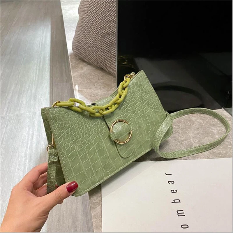 

2020 new fashion versatile messenger bag color contrast shoulder bag armpit bag summer leather bag popular women's bag