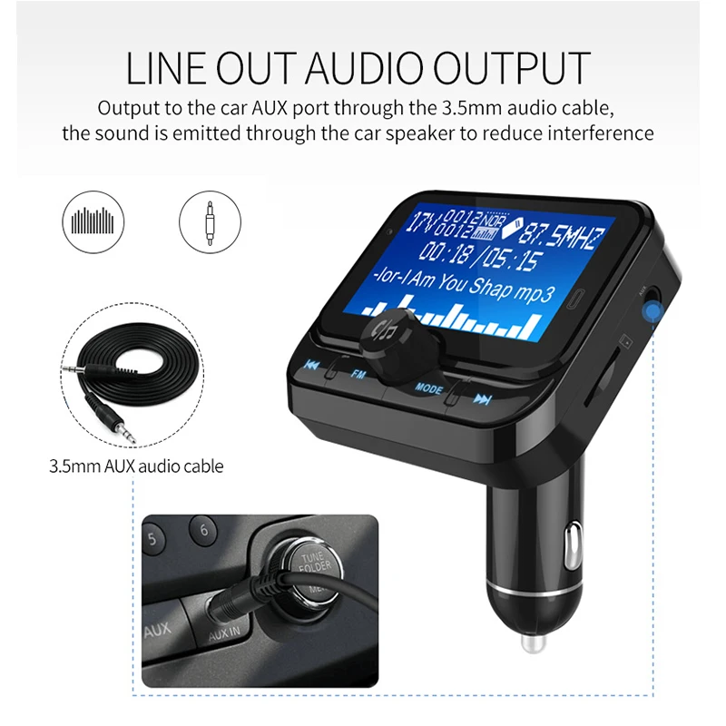 Fm-передатчик Bluetooth Автомобильный 1,8 дюймов ЖК-дисплей fm-модулятор с AUX Bluetooth MP3 музыкальный плеер радио передатчик двойной USB