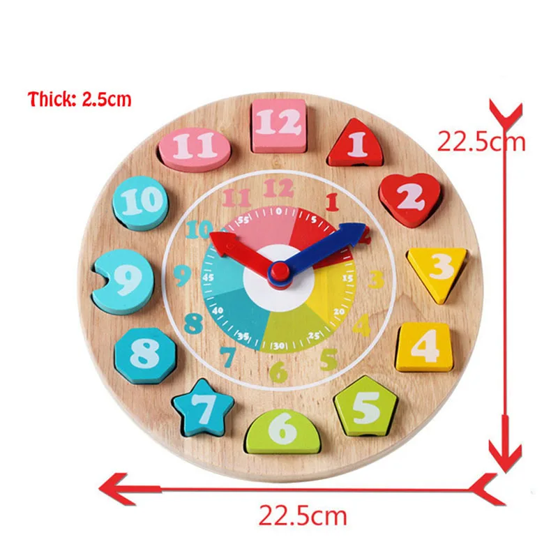 

New Baby Fun Clock Building Blocks Educational Learning Toys for Children Wooden Toy Digital/ Shape/ Color Cognitive Puzzle Game