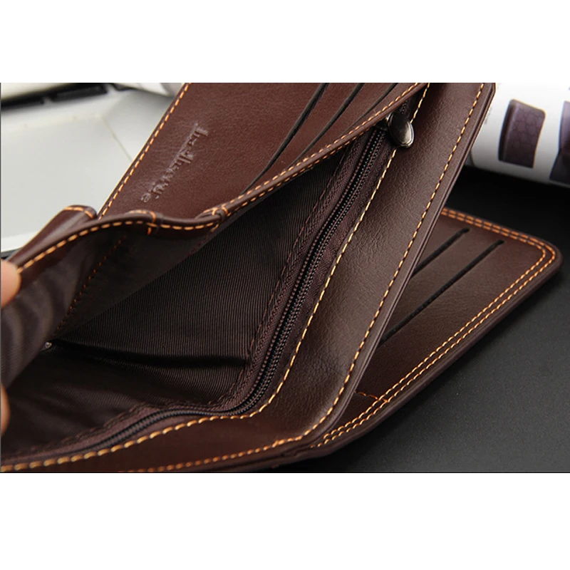Винтажный стандартный мужской кошелек Baellerry, короткий бумажник тройного сложения, Большой Вместительный маленький мужской держатель от AliExpress WW
